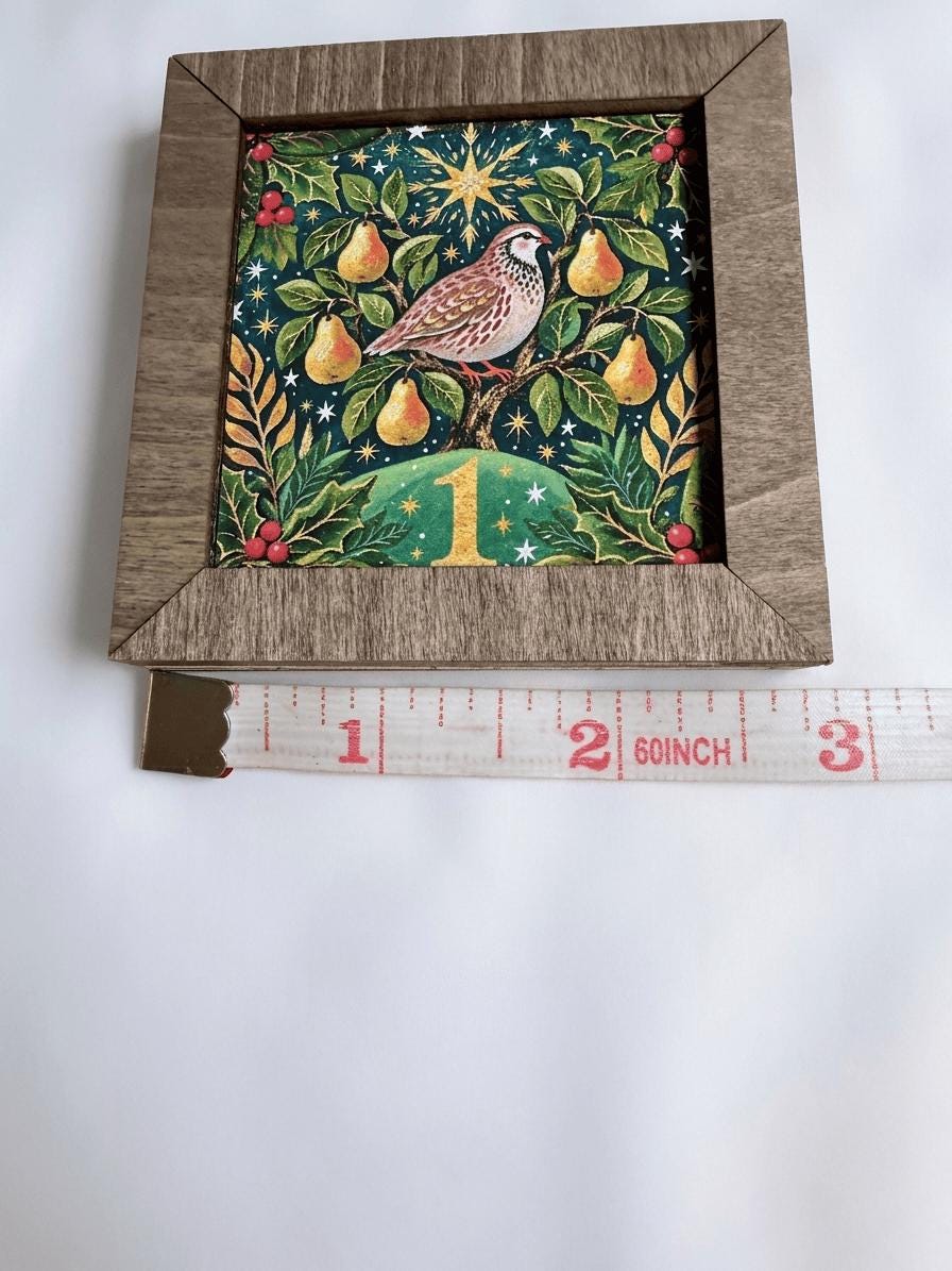 12 Days of Christmas Block Set, Bright Whimsical Twelve Days Blocks, Colorful 2.75 Inch Mini Shelf Sitters, Christmas Tiered Tray Decor