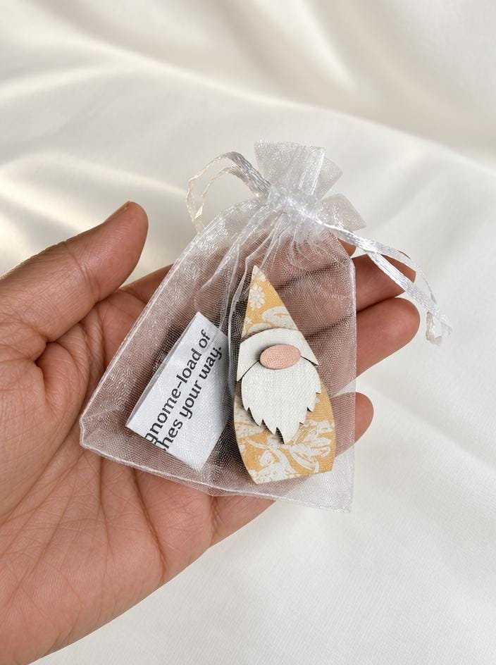 Pass-It-On Gnomes, Random Act of Kindness Gift, Mini Wood Pocket Gnome with Message Bag, Pocket Hug Token, Small Encouragement Gift