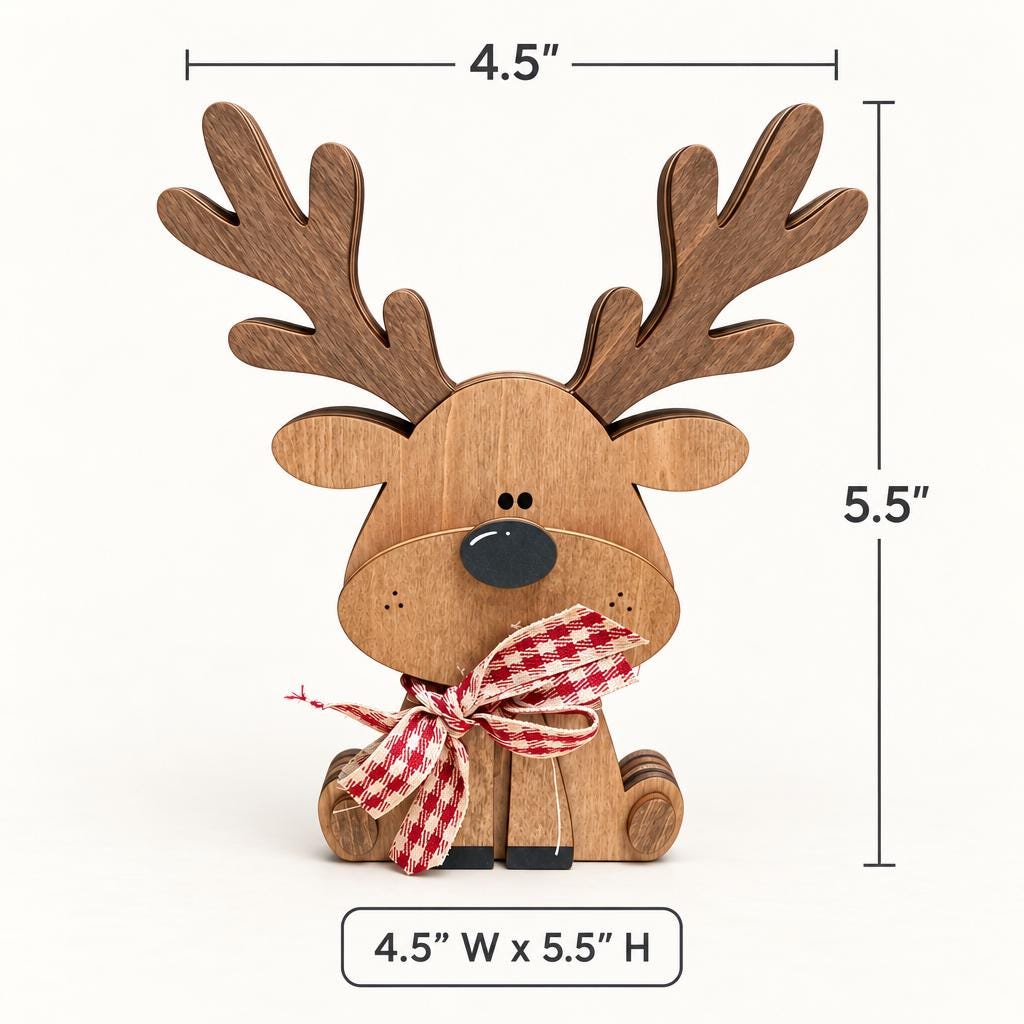 Wooden Christmas Shelf Sitter Set of 5 | Rustic Santa, Snowman, Reindeer, Gingerbread and Penguin Decor