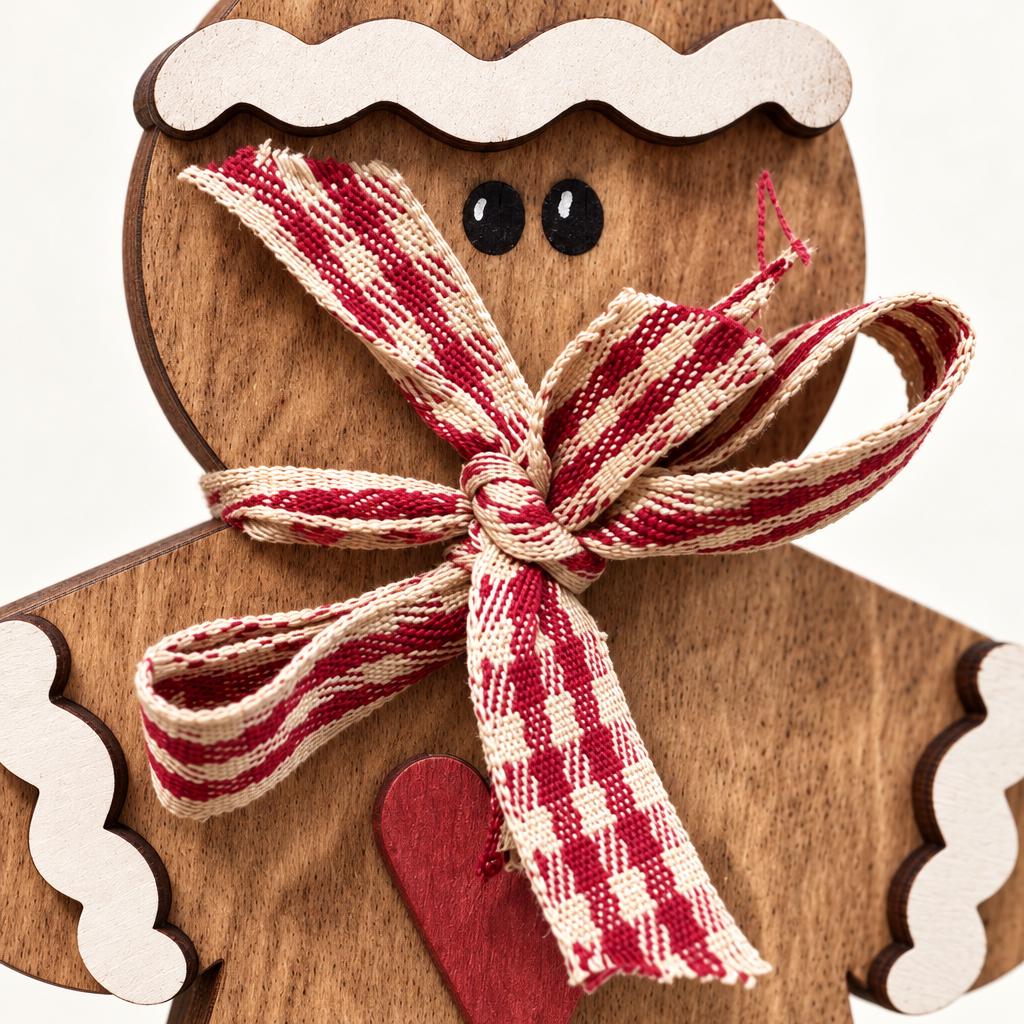 Wooden Christmas Shelf Sitter Set of 5 | Rustic Santa, Snowman, Reindeer, Gingerbread and Penguin Decor