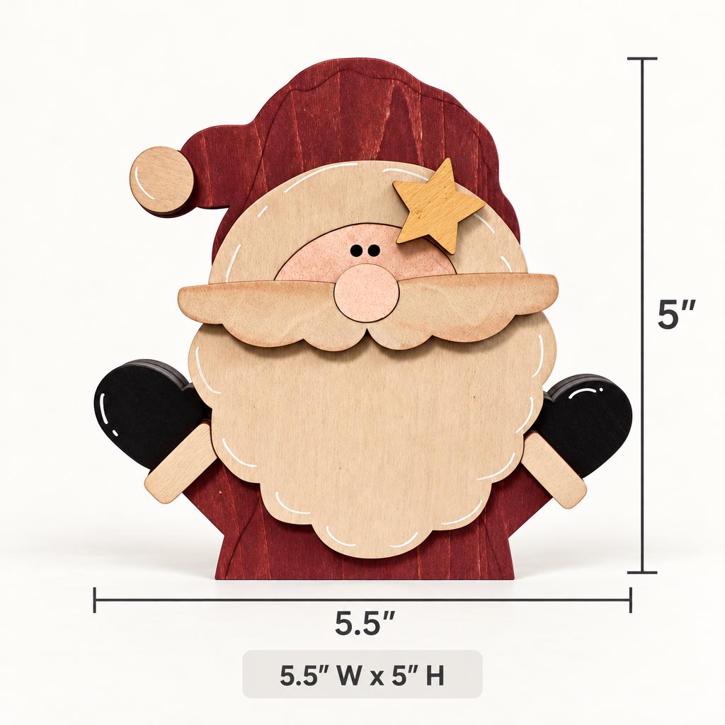 Wooden Santa Shelf Sitter | Rustic Christmas Decor | Layered Santa Claus with Star