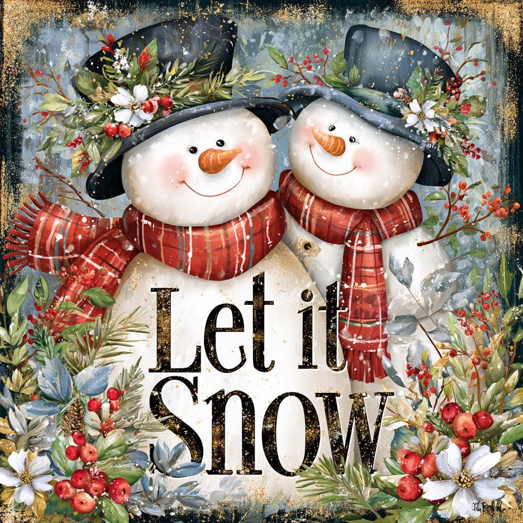 Let It Snow Wood Sign, Freestanding Winter Christmas Decor, Layered Wood Block, Tiered Tray Shelf Sitter