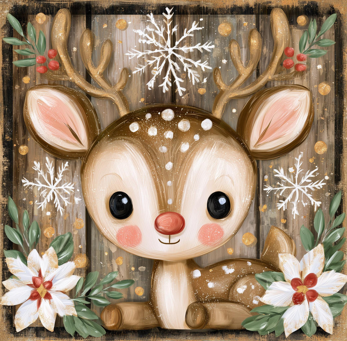 Cute Reindeer Wood Sign, Freestanding Christmas Decor, Layered Wood Block, Holiday Shelf Sitter