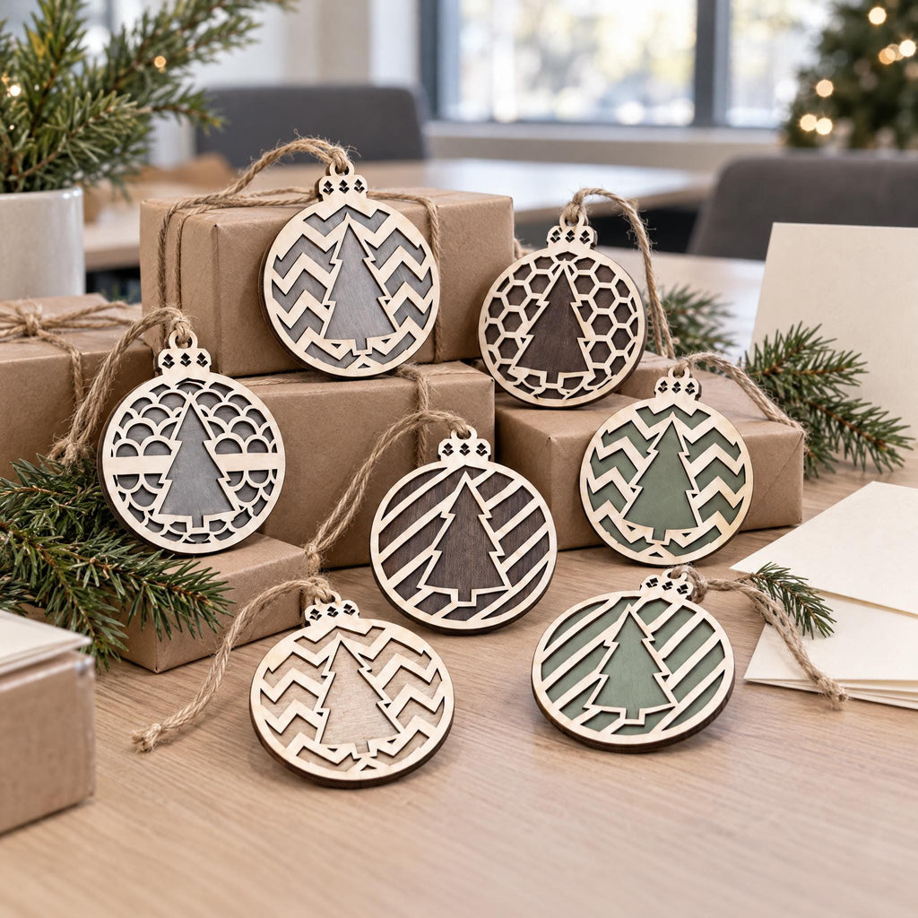 Bulk Christmas Ornaments 25 50 100 Pack, Rustic Wooden Tree Ornaments, Employee Gifts, Church Favors, Holiday Party Gifts - TheGrumpyRooster
