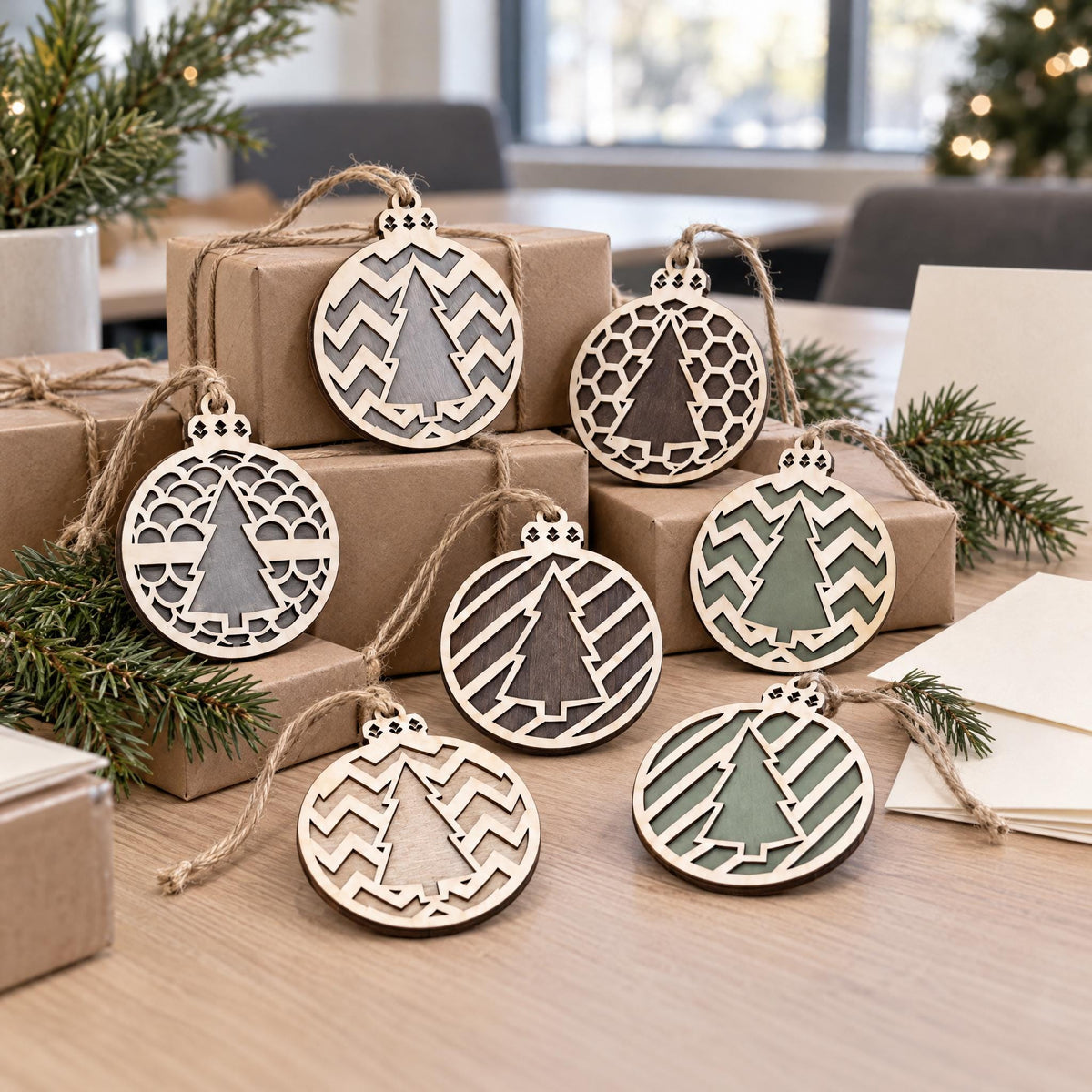 Bulk Christmas Ornaments 25 50 100 Pack, Rustic Wooden Tree Ornaments, Employee Gifts, Church Favors, Holiday Party Gifts - TheGrumpyRooster