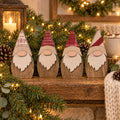 Wooden Christmas Gnomes, Set of 4 | Rustic Farmhouse Decor | Mini Tiered Tray Shelf Sitters | Holiday Hostess Gift - TheGrumpyRooster