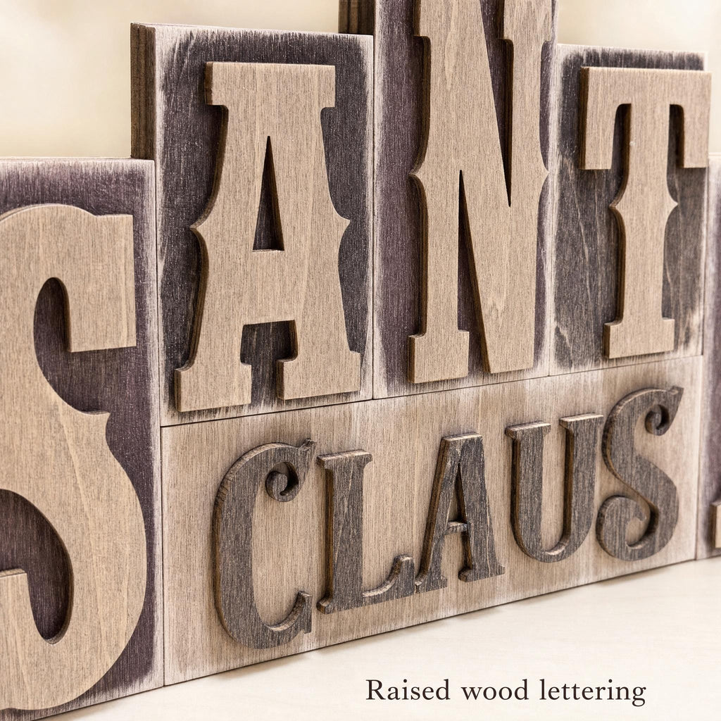 Santa Claus Wooden Sign | Rustic Farmhouse Christmas Decor | Freestanding Shelf Sitter | Holiday Hostess Gift