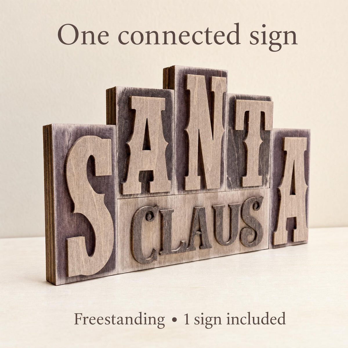 Santa Claus Wooden Sign | Rustic Farmhouse Christmas Decor | Freestanding Shelf Sitter | Holiday Hostess Gift