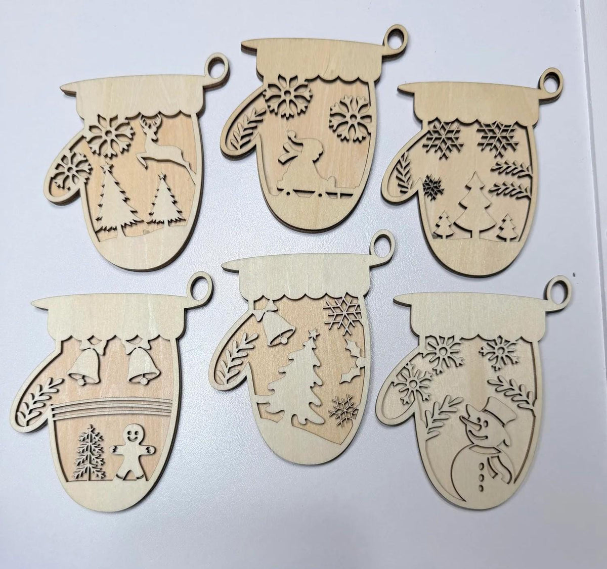 DIY Christmas Mitten Ornament Kit, Set of 6 | Unfinished Wood Blanks | Farmhouse Holiday Craft - TheGrumpyRooster