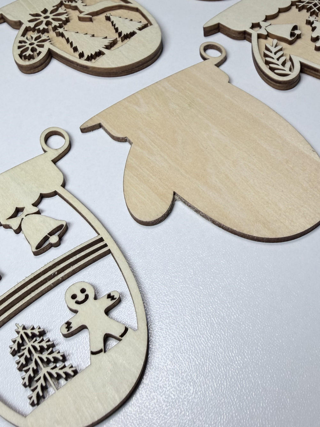 DIY Christmas Mitten Ornament Kit, Set of 6 | Unfinished Wood Blanks | Farmhouse Holiday Craft - TheGrumpyRooster