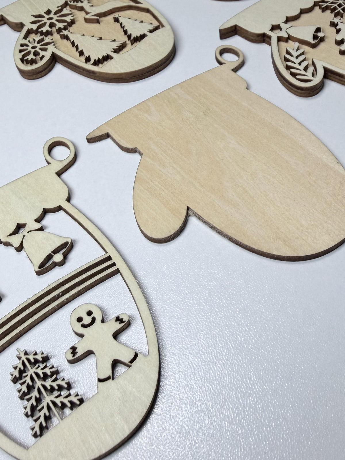 DIY Christmas Mitten Ornament Kit, Set of 6 | Unfinished Wood Blanks | Farmhouse Holiday Craft - TheGrumpyRooster