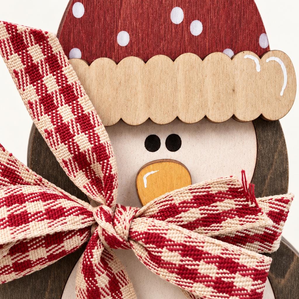 Wooden Penguin Shelf Sitter | Rustic Christmas and Winter Decor | Red Hat and Gingham Bow