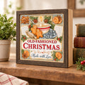 Old Fashioned Christmas Wood Sign, Freestanding Vintage Style Holiday Decor, Layered Wood Block, Mantel Shelf Sitter