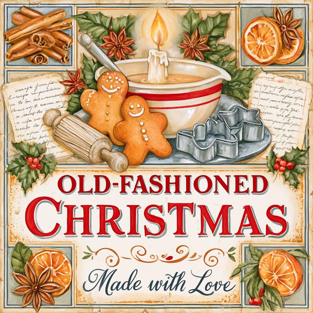 Old Fashioned Christmas Wood Sign, Freestanding Vintage Style Holiday Decor, Layered Wood Block, Mantel Shelf Sitter