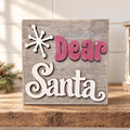 Dear Santa Wooden Christmas Sign | Rustic Farmhouse Christmas Decor | 5.5 Inch Freestanding Shelf Sitter | Holiday Gift