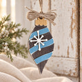 Rustic Wood Christmas Ornament | Blue Vintage Teardrop Ornament | Farmhouse Christmas Tree Decor | Handmade Holiday Gift