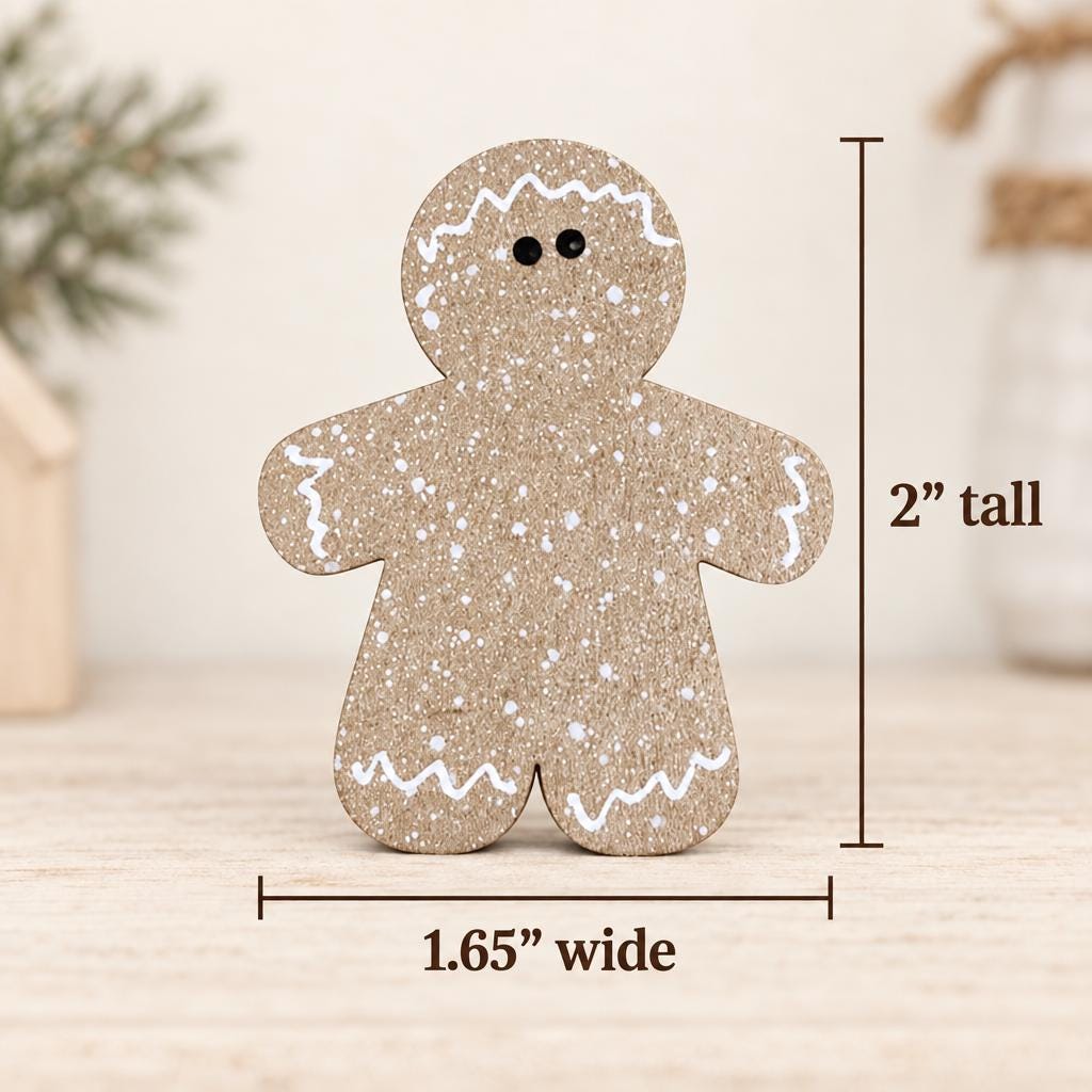 Mini Gingerbread Man Shelf Sitters | Rustic Wooden Christmas Decor | Tiered Tray Gingerbread Decorations | Farmhouse Holiday Decor