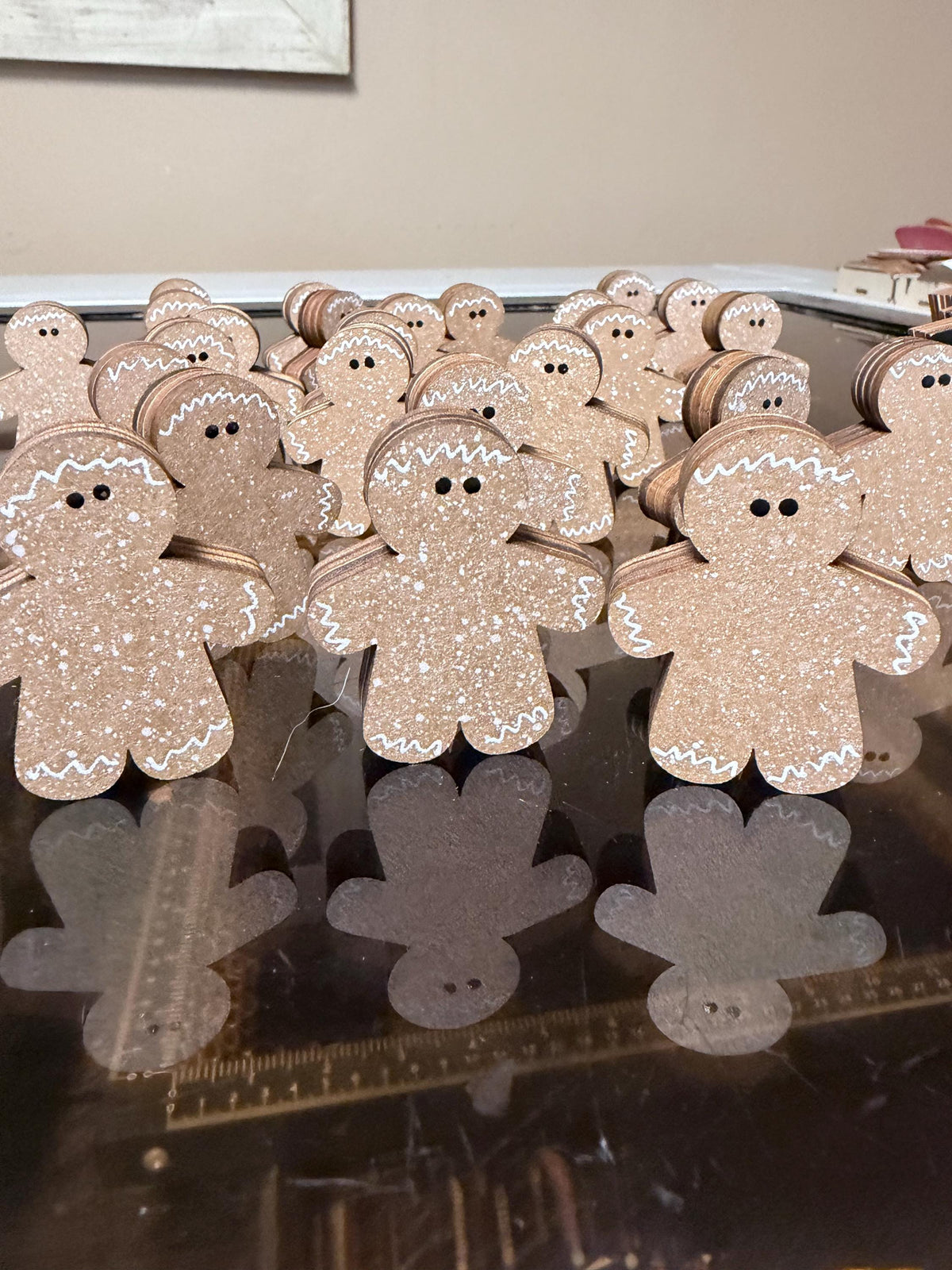Mini Gingerbread Man Shelf Sitters | Rustic Wooden Christmas Decor | Tiered Tray Gingerbread Decorations | Farmhouse Holiday Decor