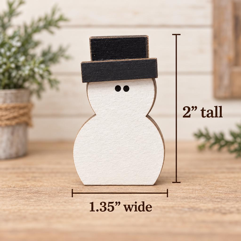 Mini Christmas Shelf Sitters Set of 6 | Wooden Snowman Reindeer Gingerbread Decor | Rustic Farmhouse Tiered Tray Christmas Decorations