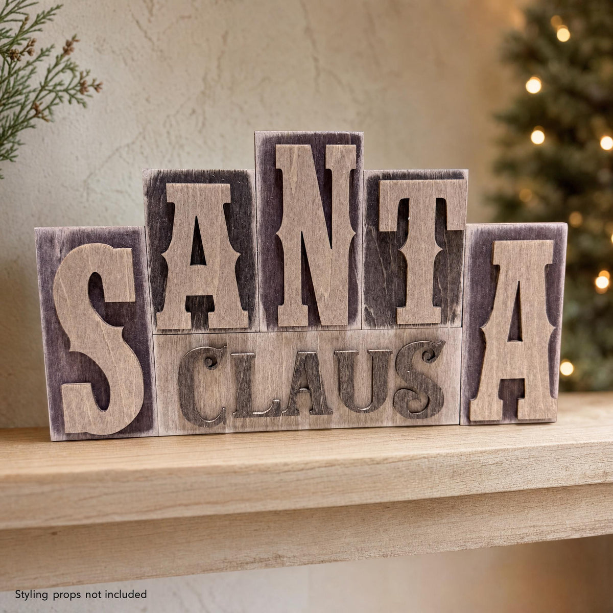 Santa Claus Wooden Sign | Rustic Farmhouse Christmas Decor | Freestanding Shelf Sitter | Holiday Hostess Gift