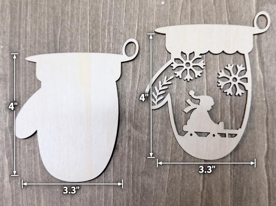 DIY Christmas Mitten Ornament Kit, Set of 6 | Unfinished Wood Blanks | Farmhouse Holiday Craft - TheGrumpyRooster
