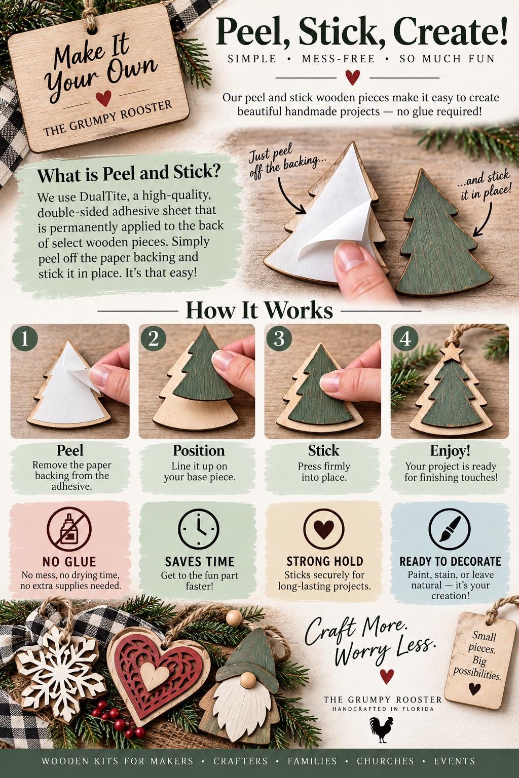 DIY Santa Claus Shelf Sitter Kit | Unfinished Wood Christmas Craft | Farmhouse Holiday Decor