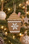 Wooden Hot Cocoa Mug Ornament | Rustic Farmhouse Christmas Decor | Gingerbread Cocoa Cup | Handmade Christmas Tree Ornament