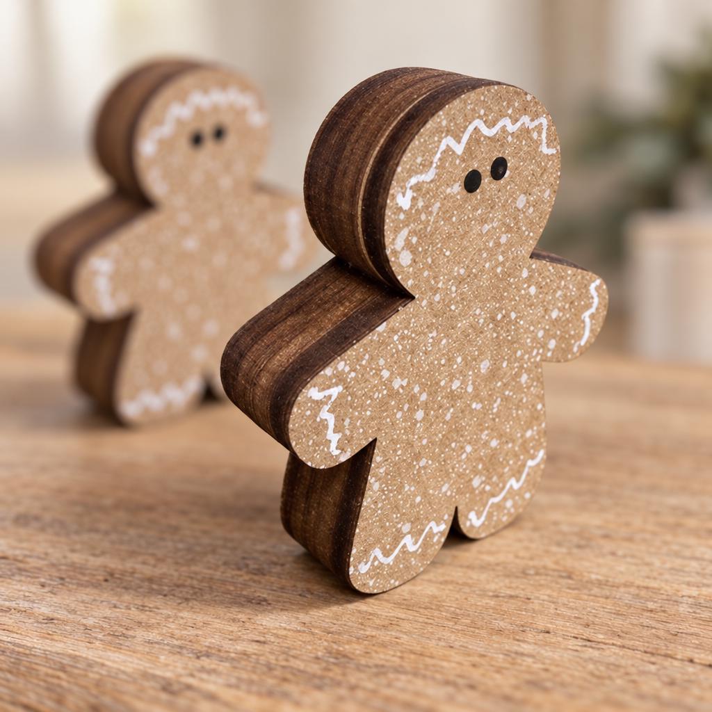 Mini Gingerbread Man Shelf Sitters | Rustic Wooden Christmas Decor | Tiered Tray Gingerbread Decorations | Farmhouse Holiday Decor