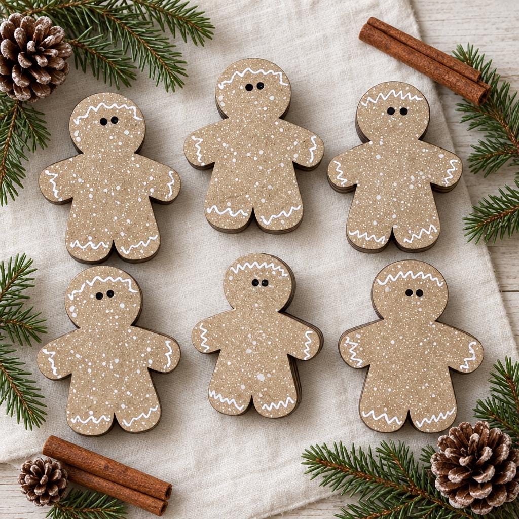 Mini Gingerbread Man Shelf Sitters | Rustic Wooden Christmas Decor | Tiered Tray Gingerbread Decorations | Farmhouse Holiday Decor