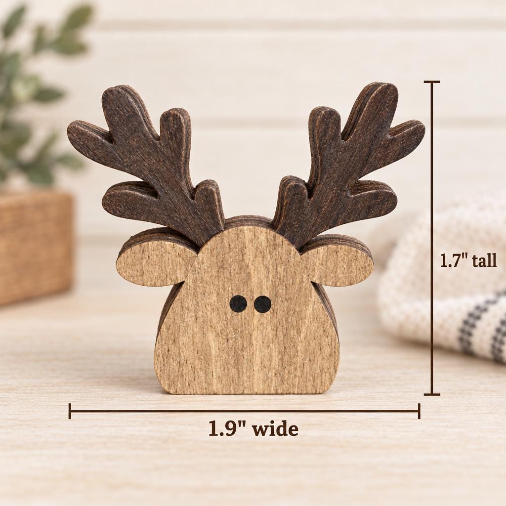 Mini Christmas Shelf Sitters Set of 6 | Wooden Snowman Reindeer Gingerbread Decor | Rustic Farmhouse Tiered Tray Christmas Decorations