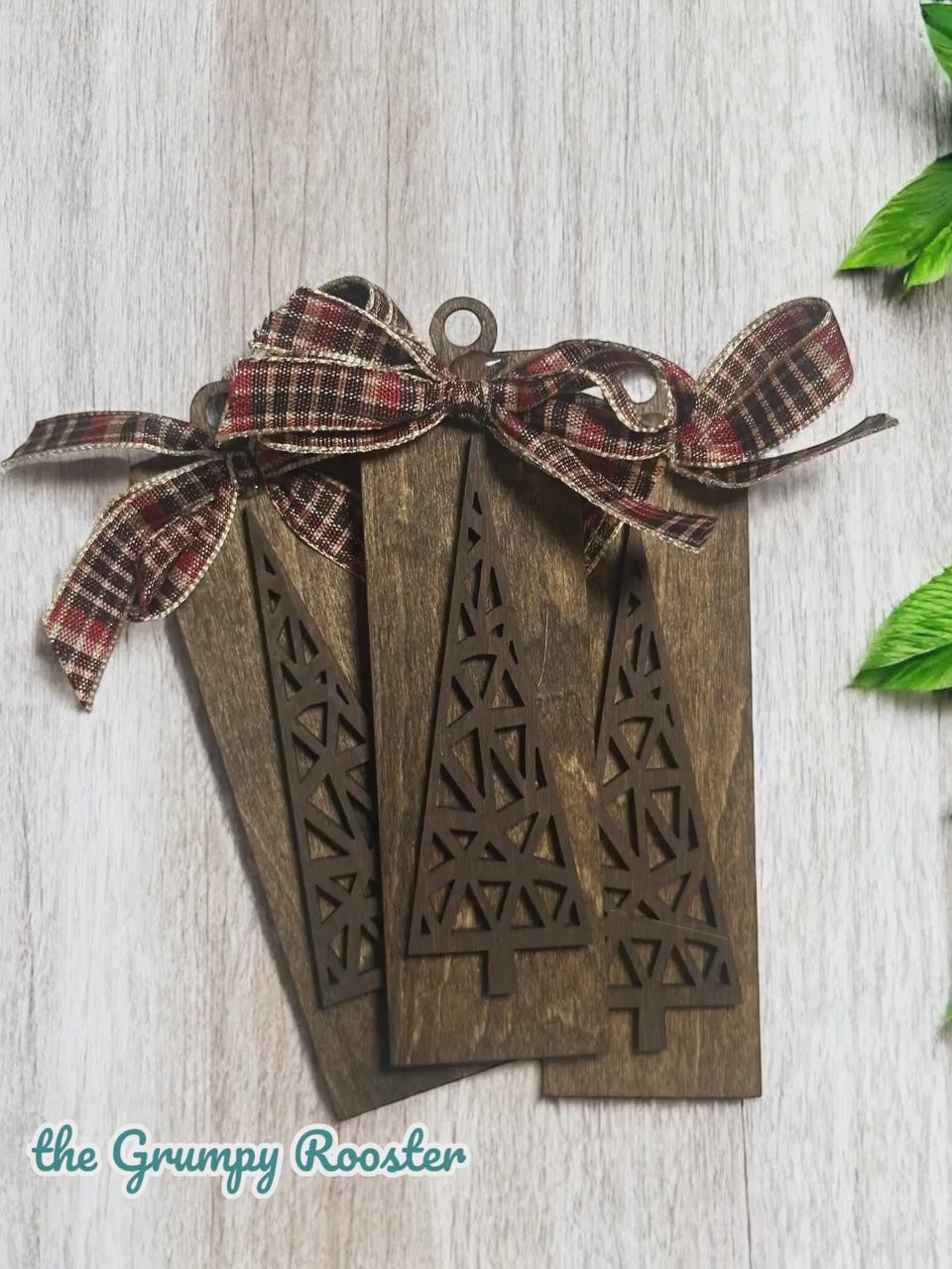 Rustic Wooden Christmas Ornaments Set of 3, Handmade Holiday Décor, Farmhouse Gift Tags, Tiered Tray Decorations, Rustic Christmas Decor