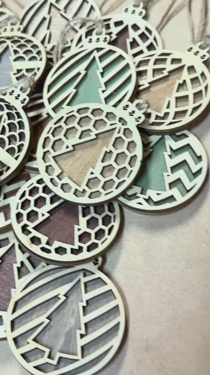 Bulk Christmas Ornaments 25 50 100 Pack, Rustic Wooden Tree Ornaments, Employee Gifts, Church Favors, Holiday Party Gifts