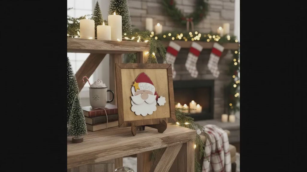 Handmade Rustic Santa Believe Wood Sign, Farmhouse Christmas Decor