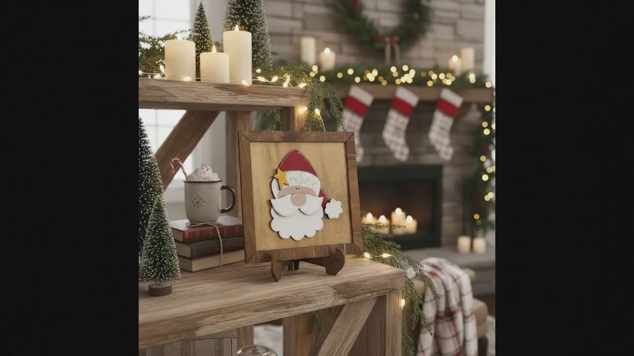 Handmade Rustic Santa Believe Wood Sign, Farmhouse Christmas Decor