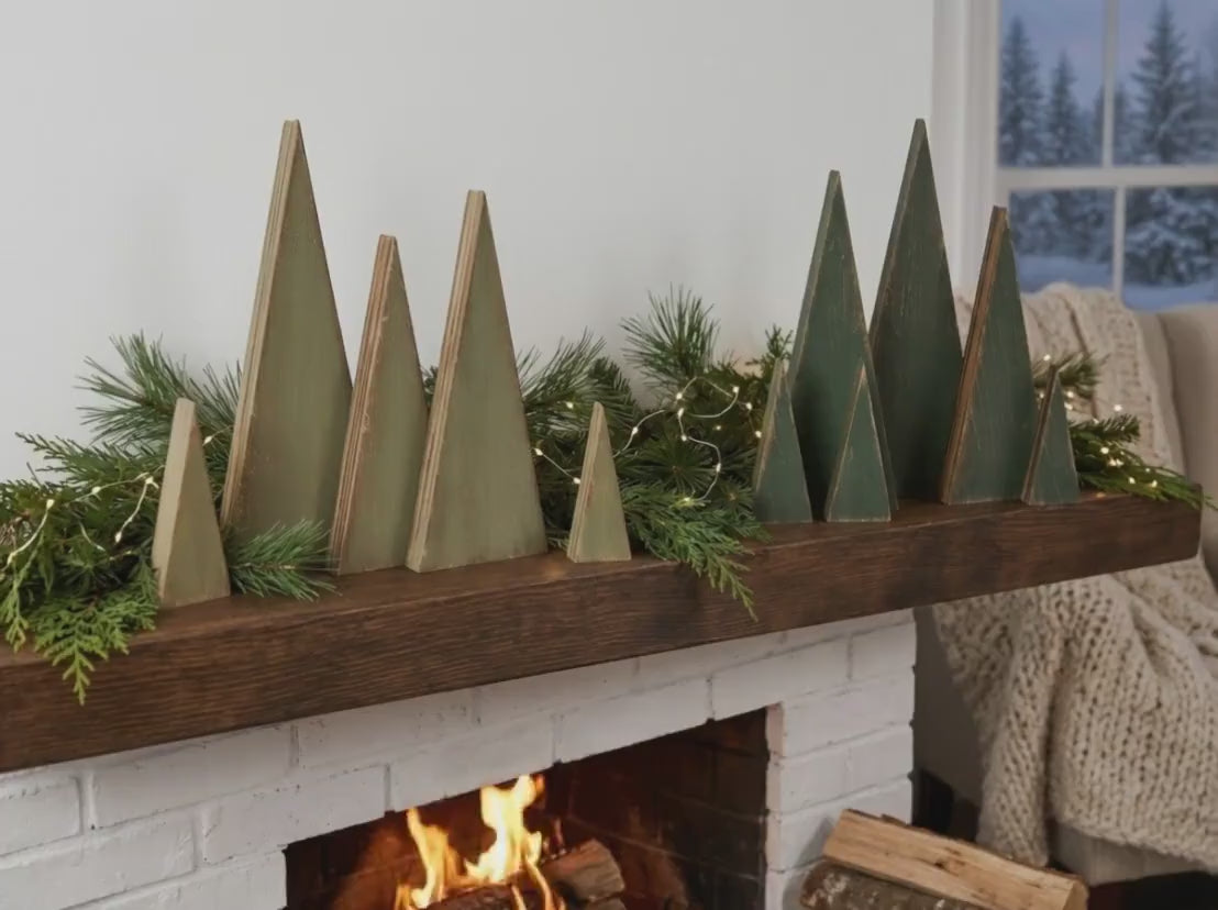 Rustic Wooden Christmas Trees | Farmhouse Christmas Decor | Mantel Shelf Decor | Holiday Wood Tree Set